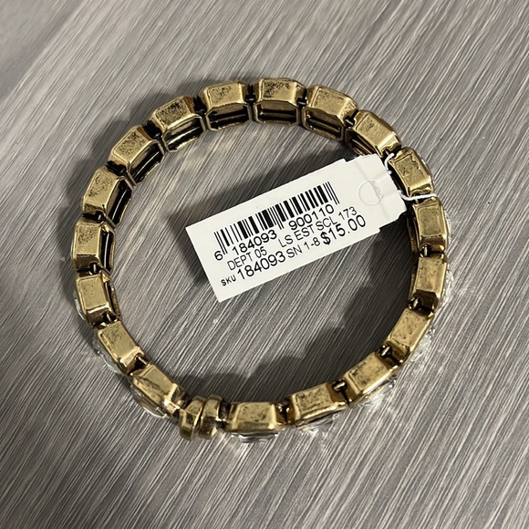 NWT Gold Hinged Bangle Bracelet with CZ Diamonds - Picture 3 of 7